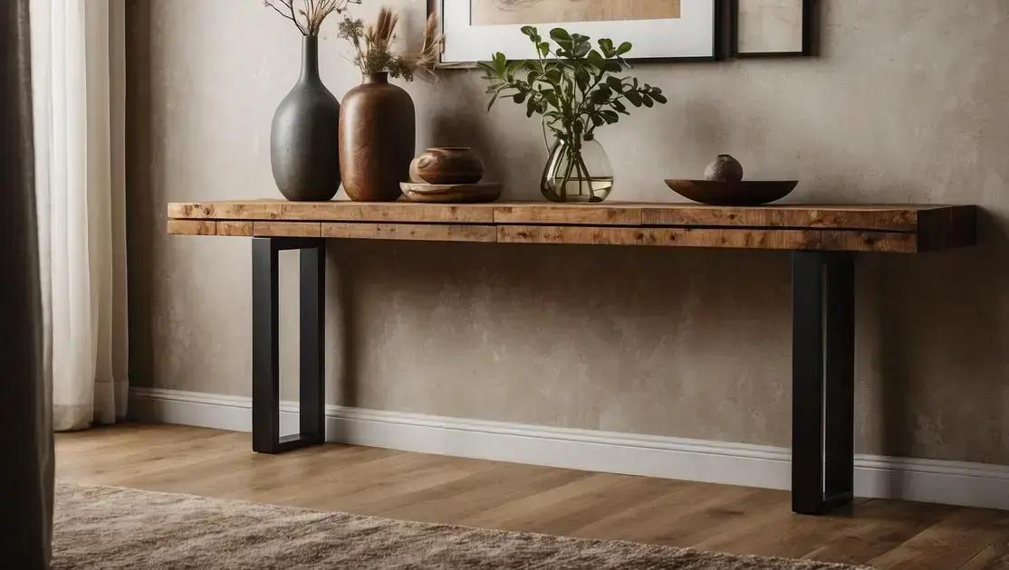 Aparadores longos de madeira maciça com estilo rústico contemporâneo