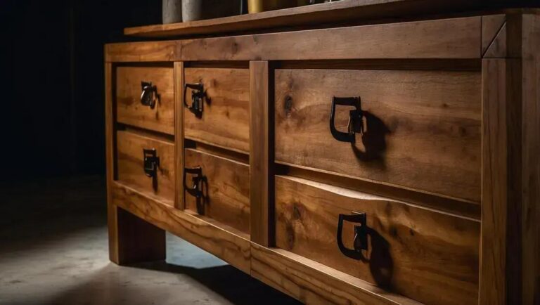 Aplicação de seladora incolor em móveis de madeira canela envelhecida