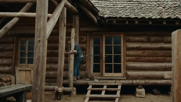 Cozinha integrada com armários de demolição e bancadas de pedra bruta