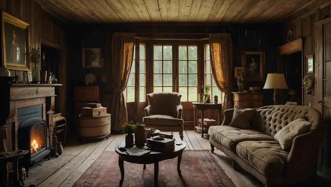 Decoração de casas de campo modernas com móveis antigos restaurados