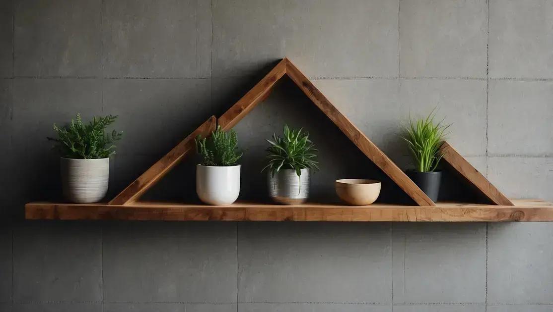 Estantes de madeira reciclada com design geométrico moderno