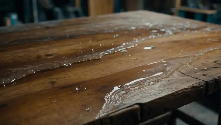 Hall de entrada com banco de demolição e espelho com moldura envelhecida