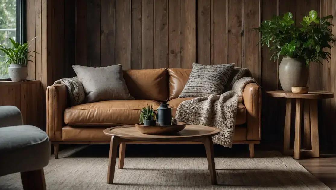 Mesas de apoio pequenas com acabamento rústico natural encerado