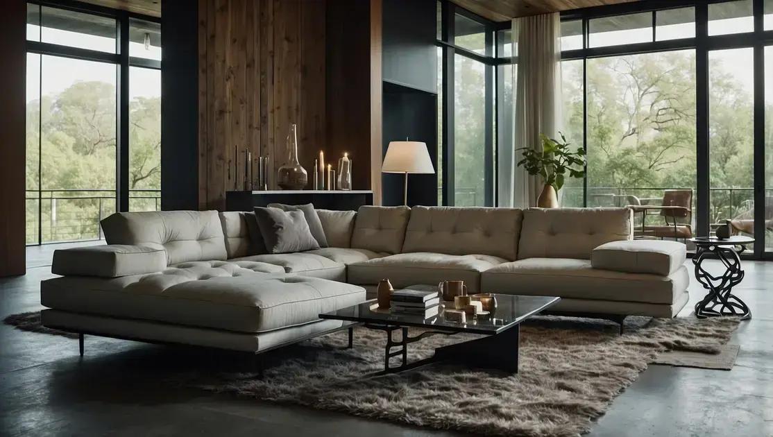 Móveis de demolição com ferro e vidro para sala integrada moderna