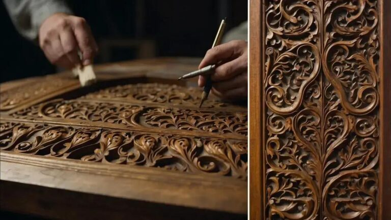 Preenchimento de fendas profundas em móveis antigos de demolição