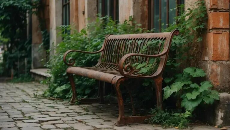 Restauração artesanal de bancos antigos com estrutura metálica vintage