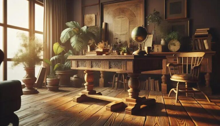 Restauração artesanal de mesas antigas com acabamento fosco de cera natural