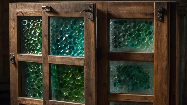 Criação e design de armários rústicos com portas de demolição e vidro reciclado