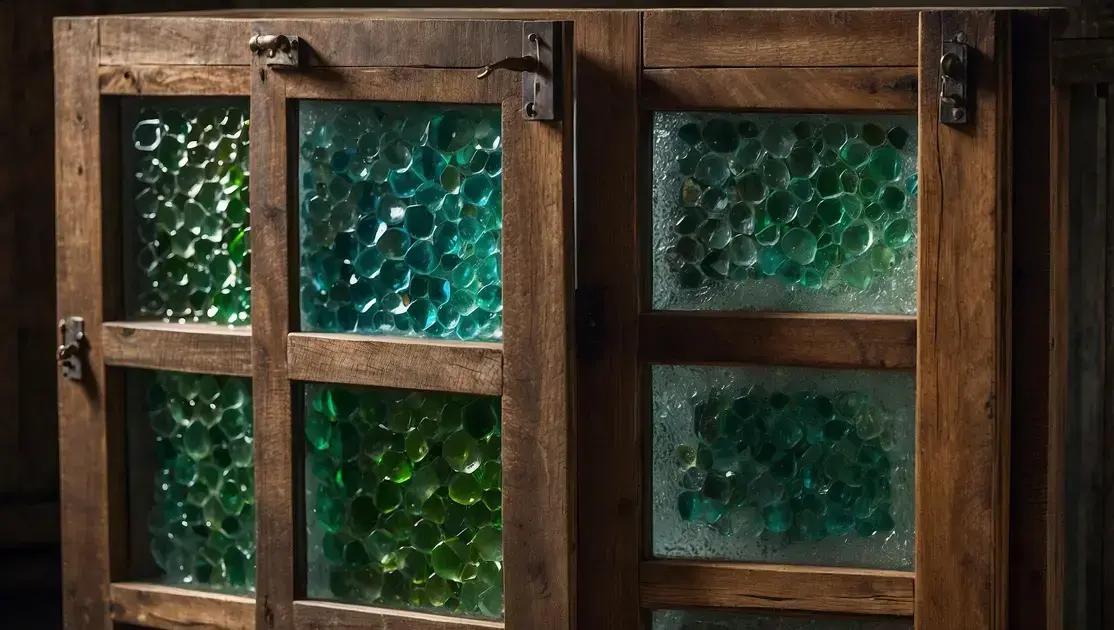 Criação e design de armários rústicos com portas de demolição e vidro reciclado