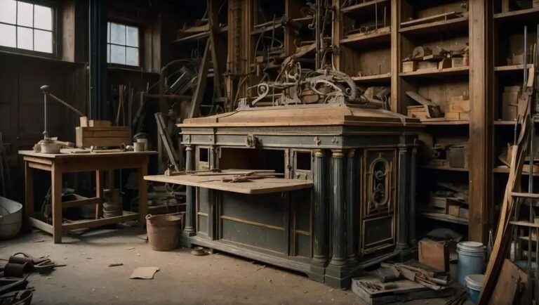 Restauração artesanal de bancos antigos com estrutura metálica vintage