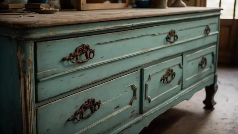 Restauração artesanal de cômodas antigas com pintura provençal envelhecida