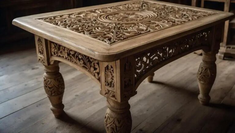 Restauração artesanal de mesas maciças danificadas com técnica de clareamento natural