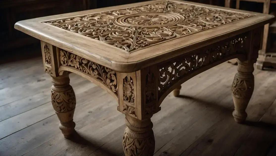 Restauração artesanal de mesas maciças danificadas com técnica de clareamento natural