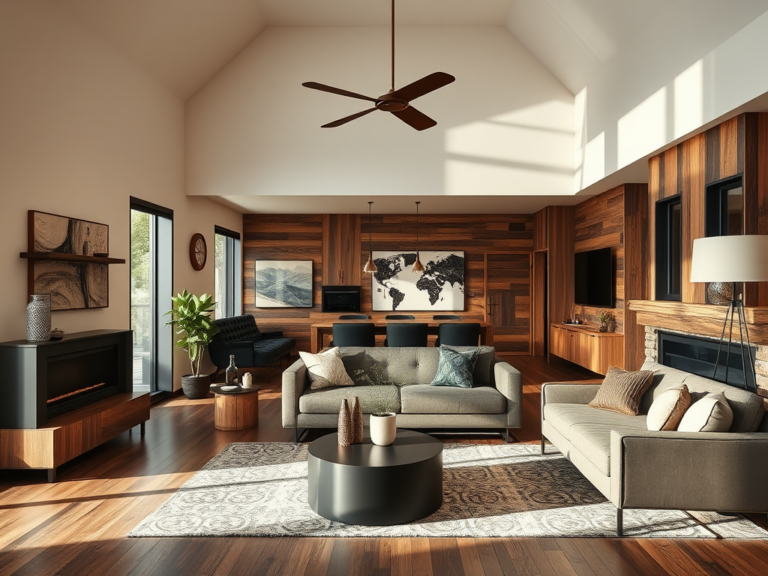 Decoração de ambientes integrados com madeira de demolição submetida a queima controlada shou sugi ban